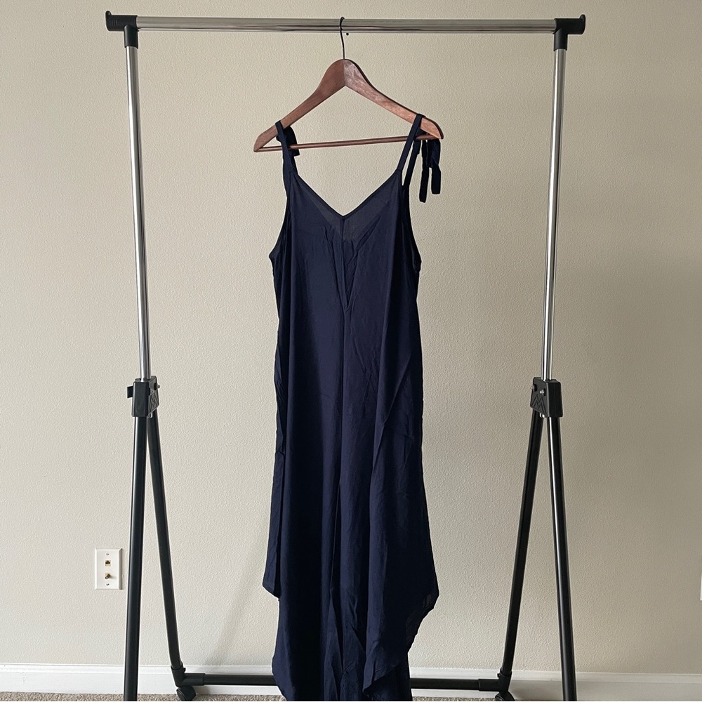 Vince Camuto Asymmetrical Navy Jumpsuit